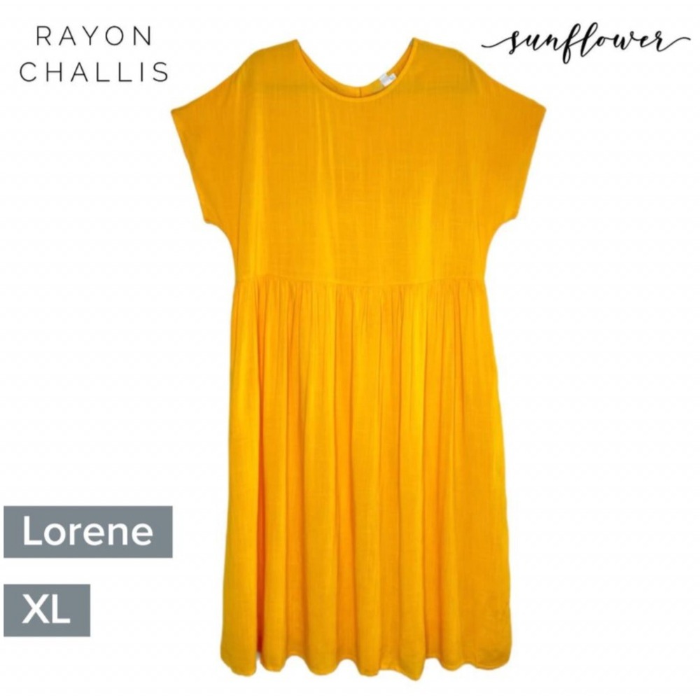 LuLaRoe Womens‎ Dress Size XL Lorene Dolman Midi Sunflower Yellow Pockets NWT